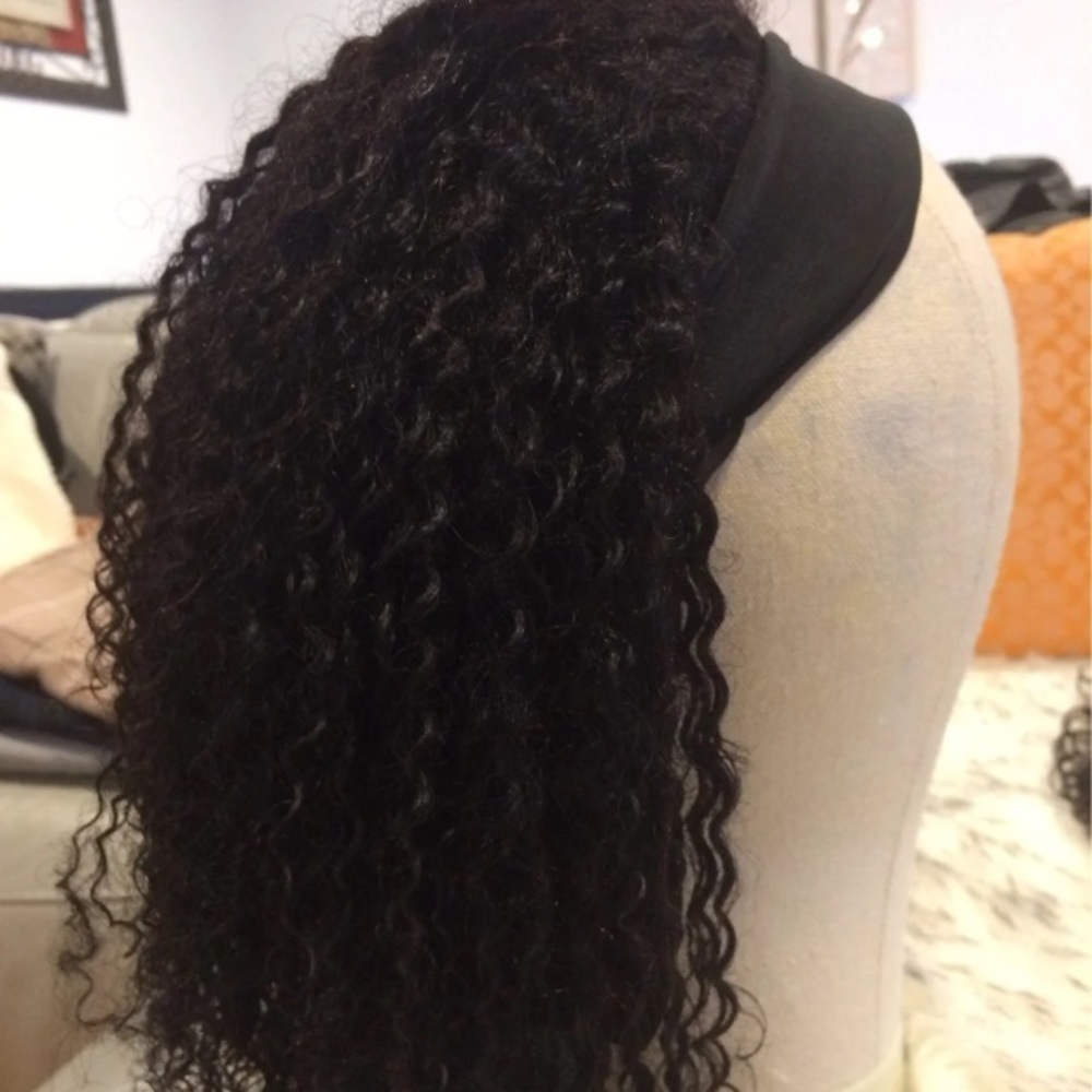 Kinky Curly Human Hair Headband Wig 12"